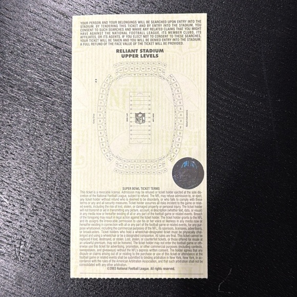 Super Bowl XXXVIII Houston Ticket - Picture 2 of 5